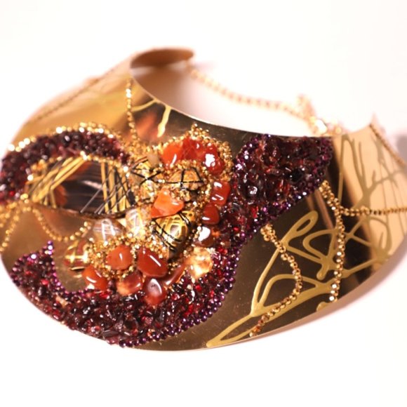 Gold Plated Choker, Ring and Earrings SET - Picture 3 of 12